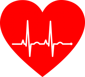 Red heart with EKG line across it