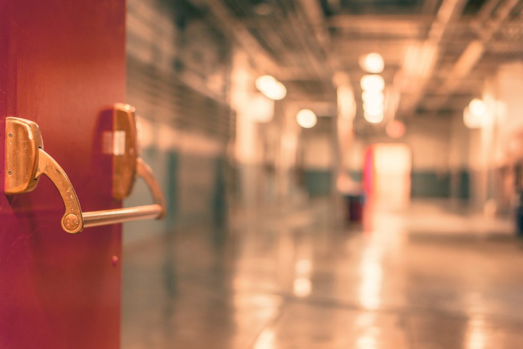 School door open to hallway